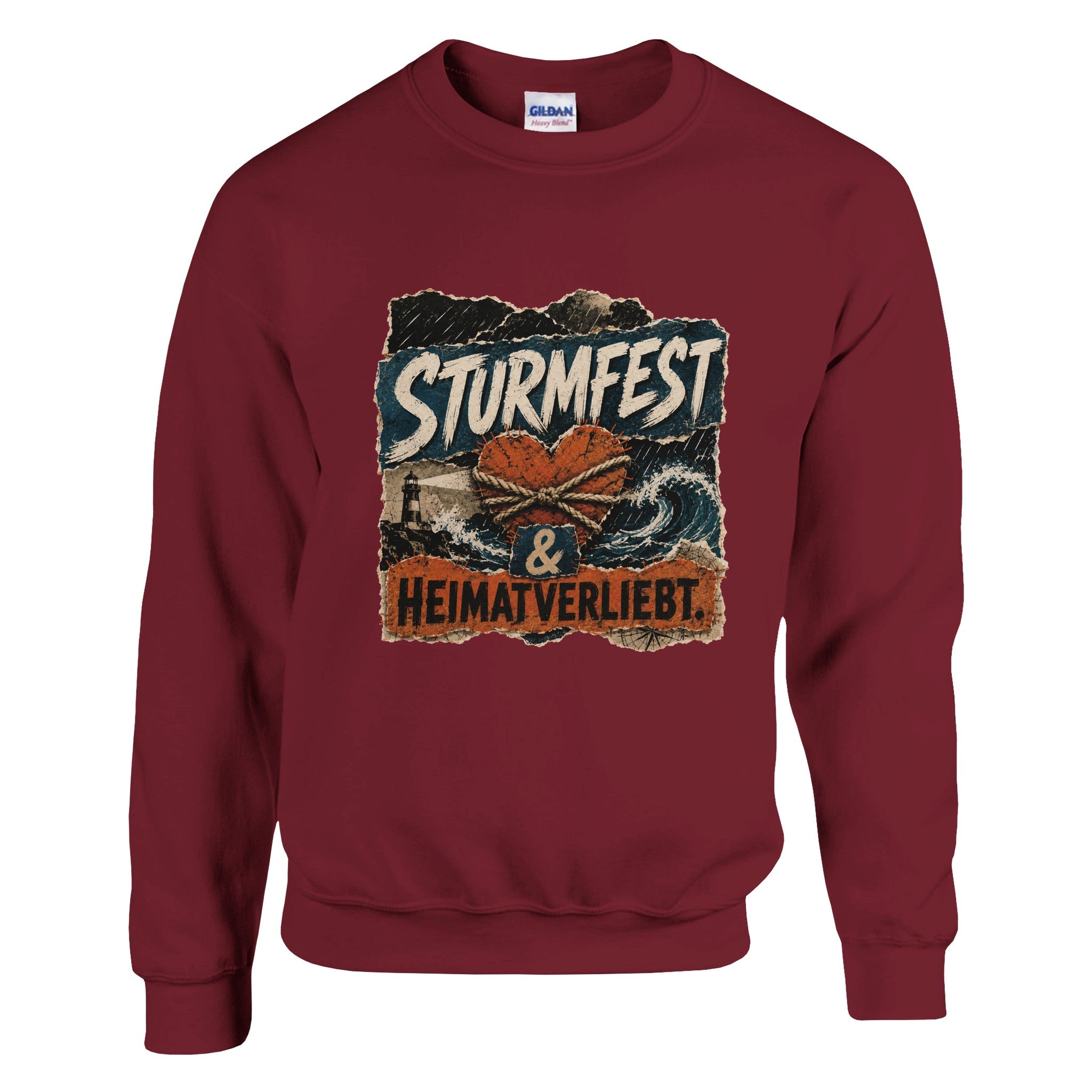 Pullover in Weiß mit Motiv „Sturmfest & Heimatverliebt“