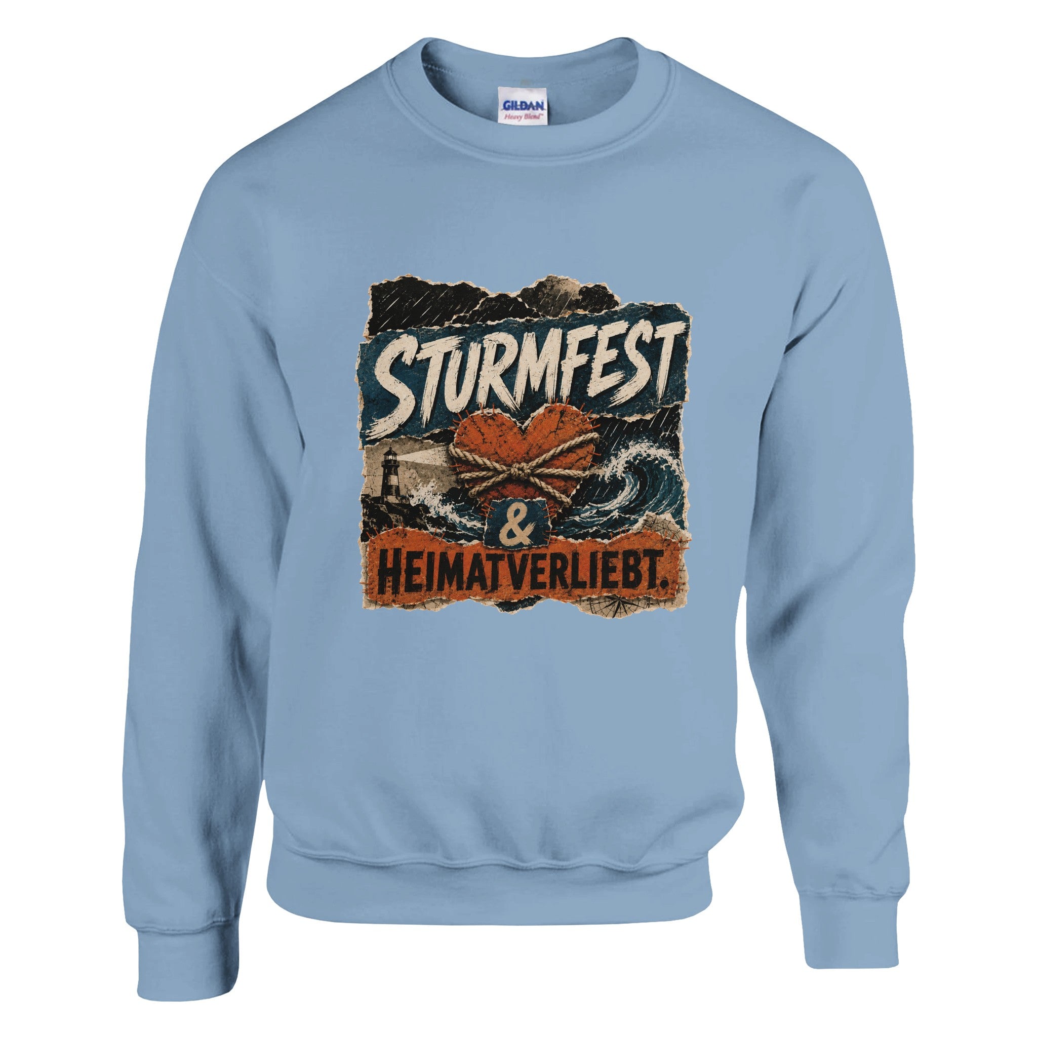 Pullover in Weiß mit Motiv „Sturmfest & Heimatverliebt“