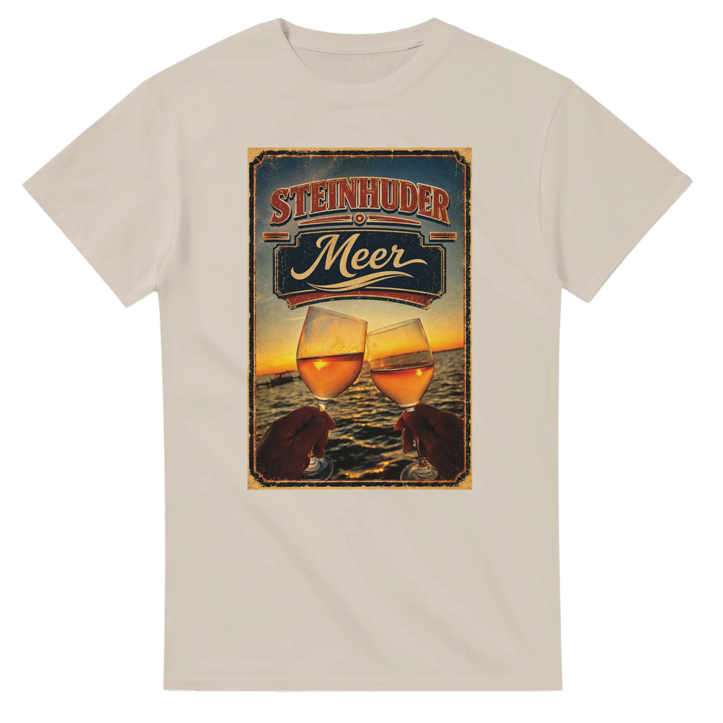 T-Shirt in Weiß mit Motiv „Stößchen bei Sunset“