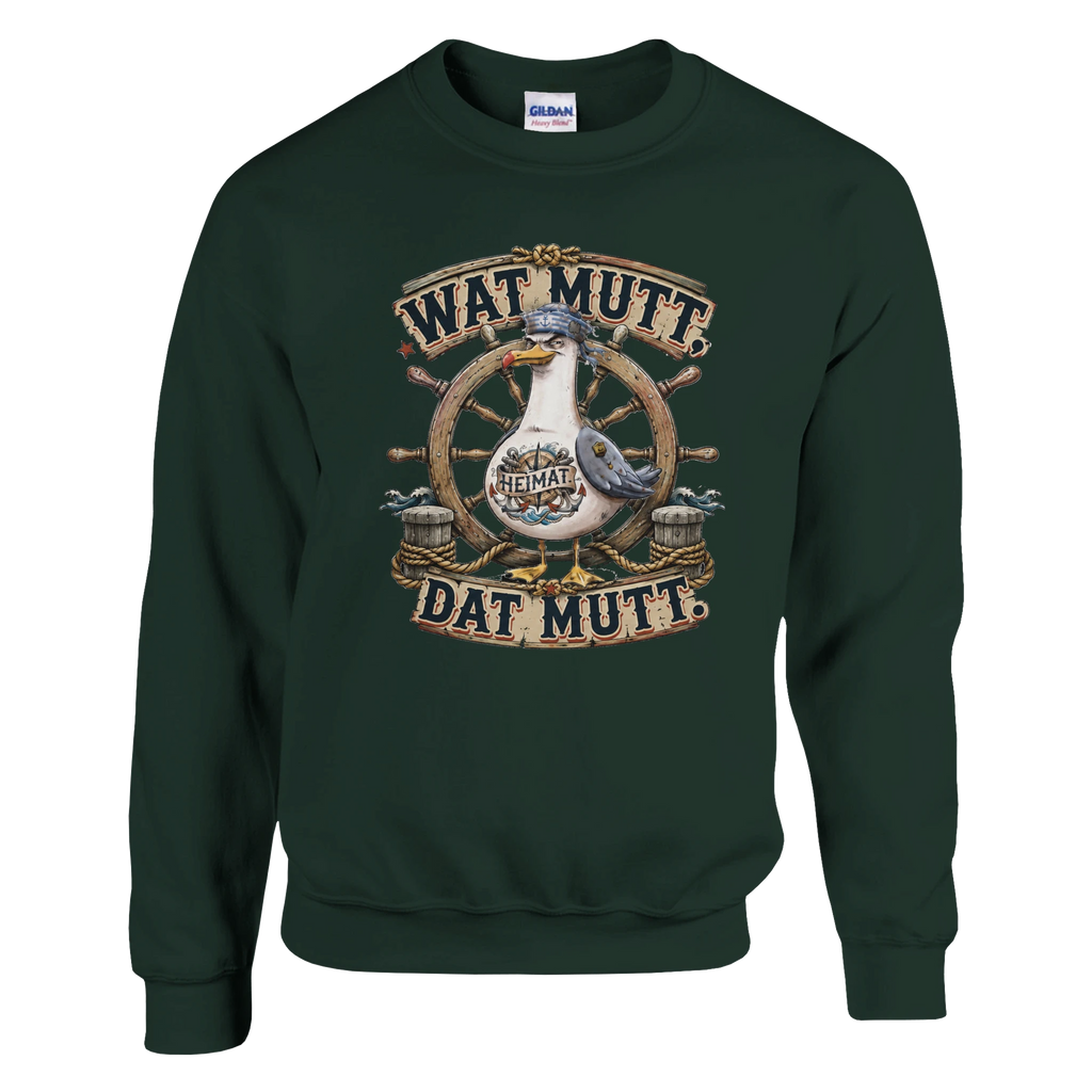 Pullover in Weiß mit Motiv „Wat Mutt, Dat Mutt. Möwe“