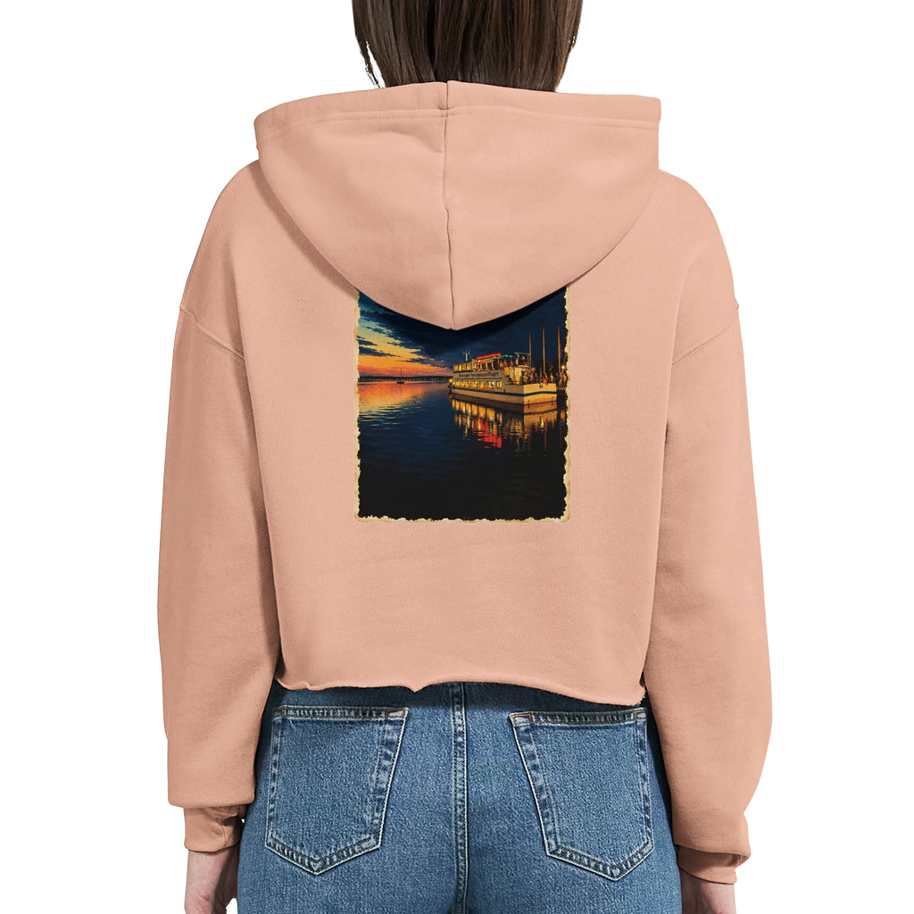 Damen-Hoodie in Weiß mit Motiv „MS Steinhude Abendstimmung“