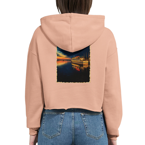 Damen-Hoodie in Weiß mit Motiv „MS Steinhude Abendstimmung“