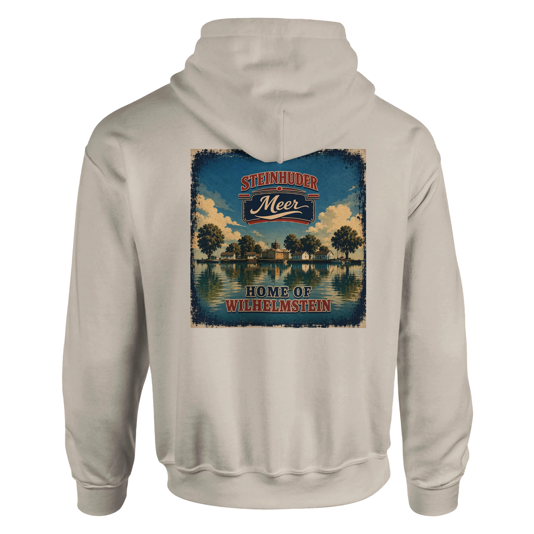 Hoodie in Aschgrau mit Motiv „Insel Wilhelmstein“