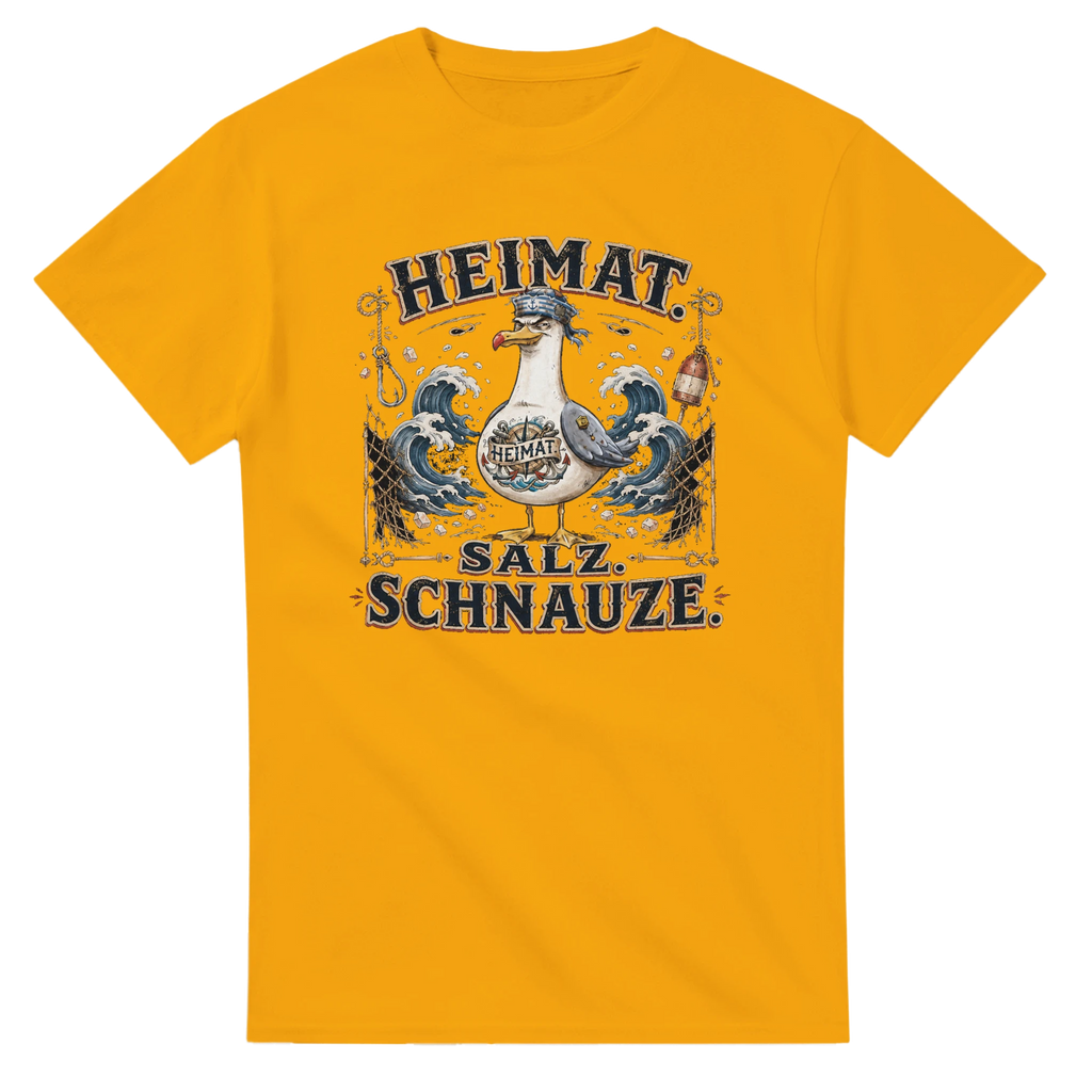 T-Shirt in Weiß mit Motiv „Heimat Salz Schnauze Möwe“
