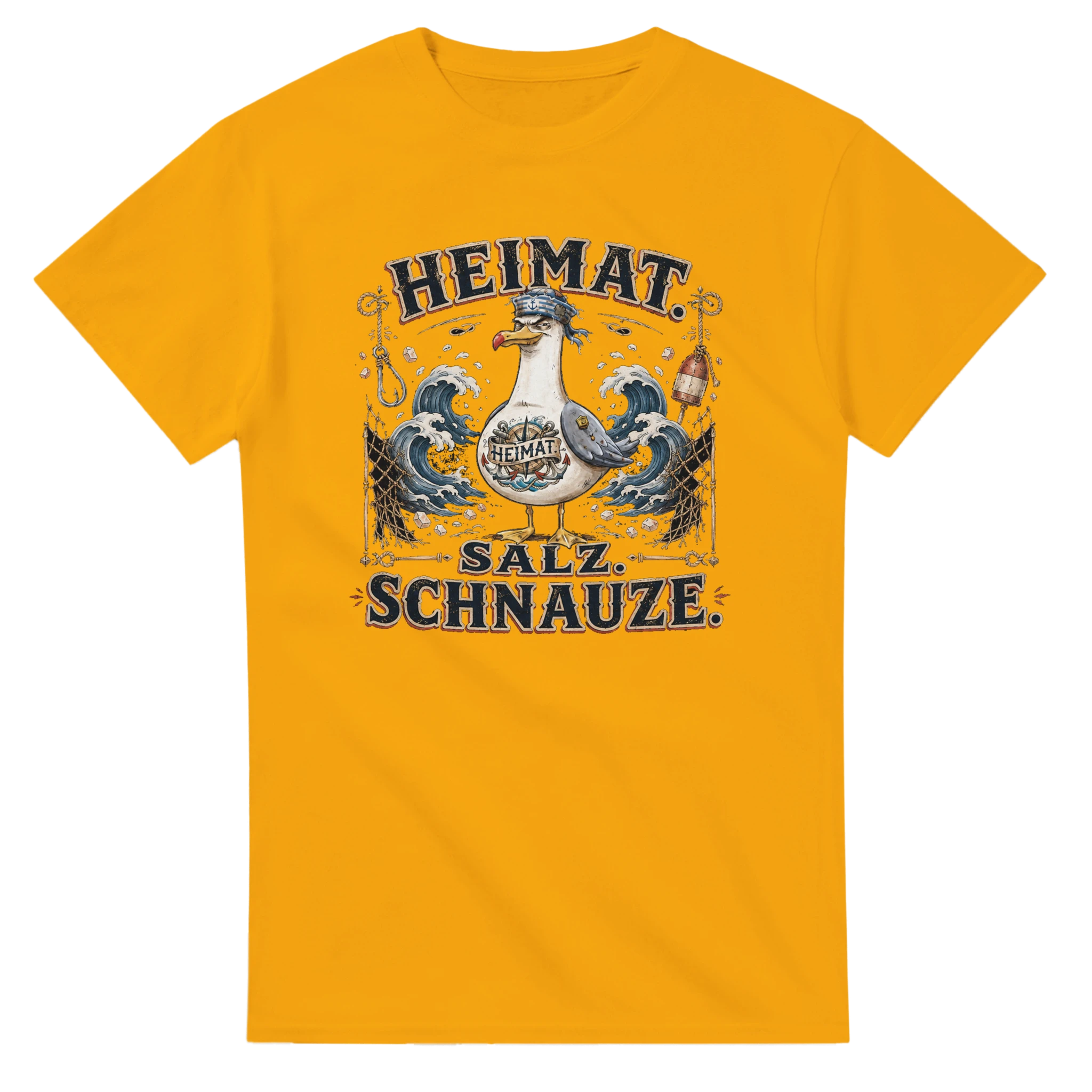 T-Shirt in Weiß mit Motiv „Heimat Salz Schnauze Möwe“