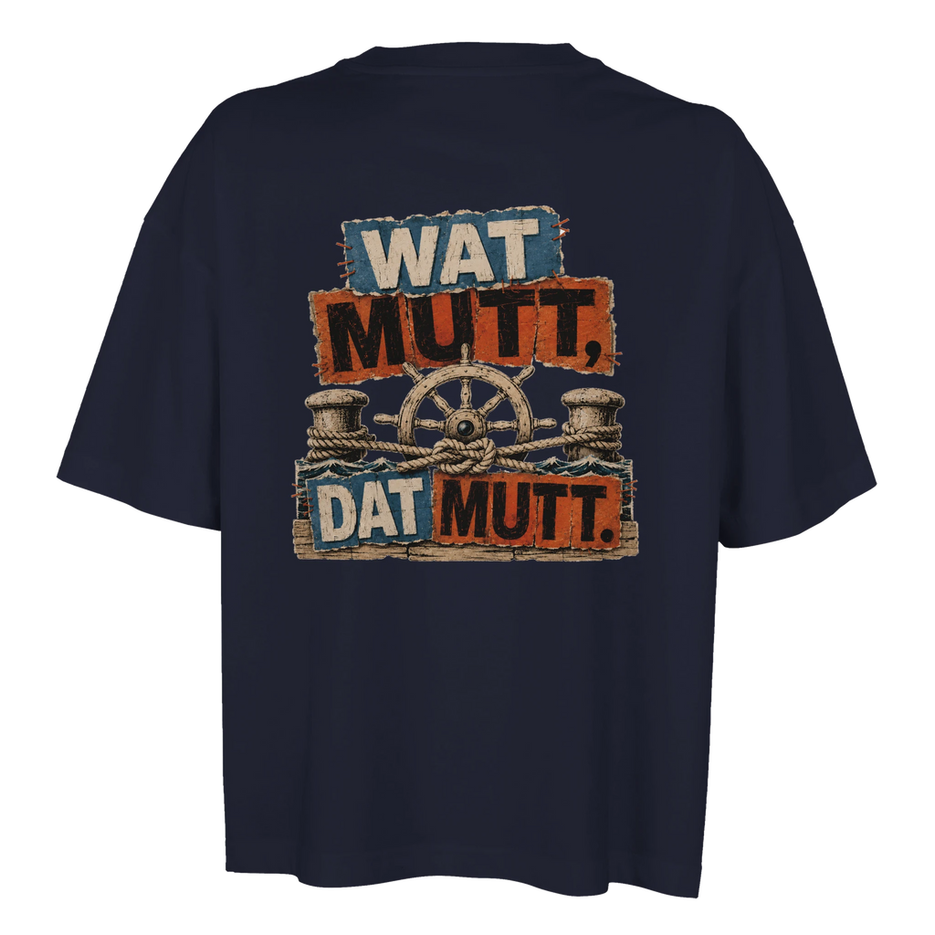 Damen-T-Shirt in Weiß mit Motiv „Wat Mutt, Dat Mutt.“