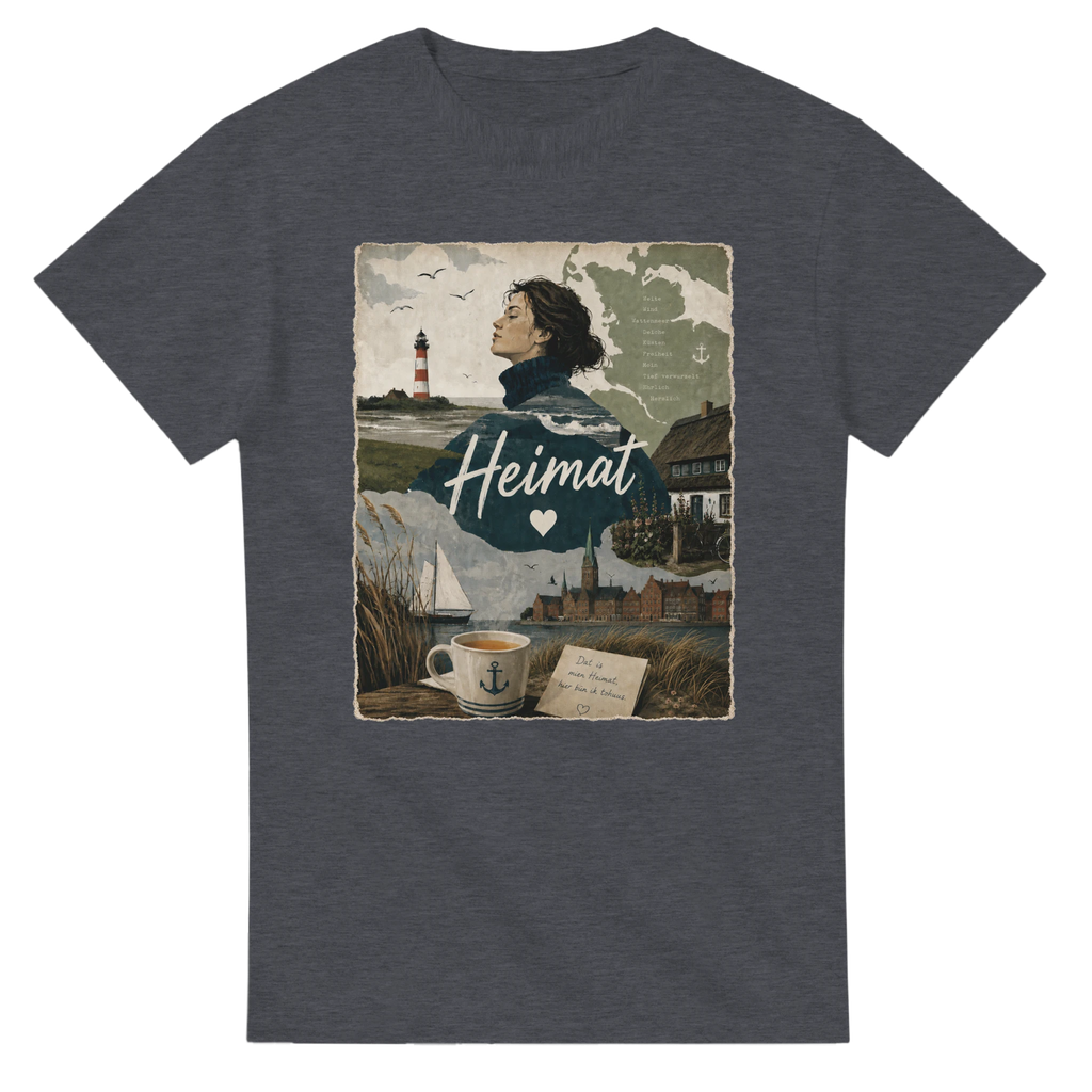 T-Shirt in Natur mit Motiv „Heimat mit Herz“