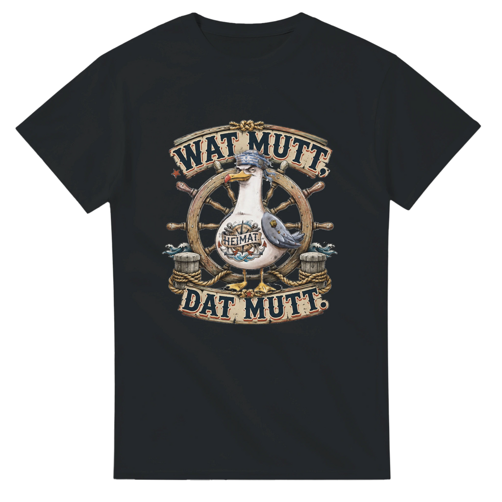 T-Shirt in Weiß mit Motiv „Wat Mutt, Dat Mutt. Möwe“