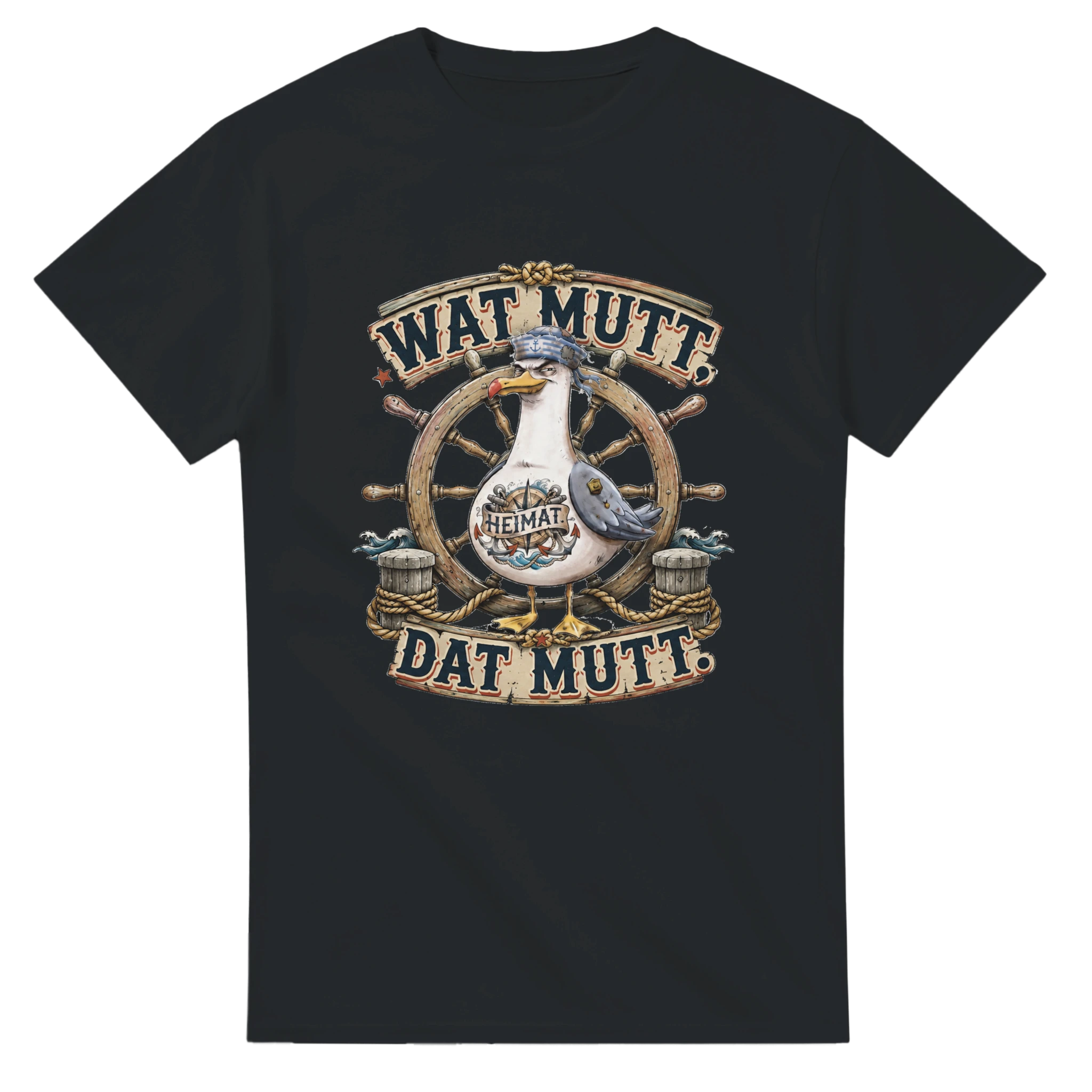 T-Shirt in Weiß mit Motiv „Wat Mutt, Dat Mutt. Möwe“