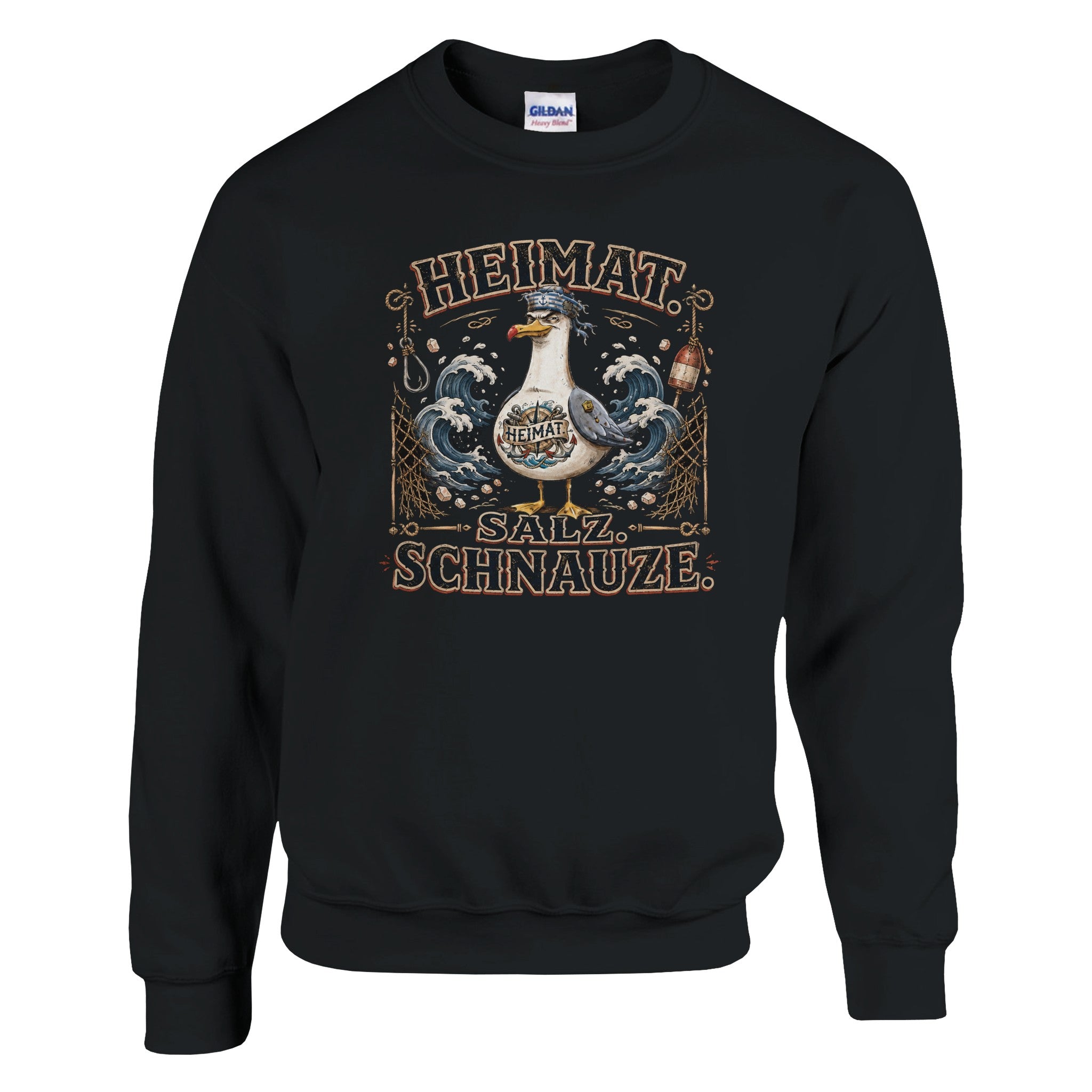 Pullover in Weiß mit Motiv „Heimat Salz Schnauze“