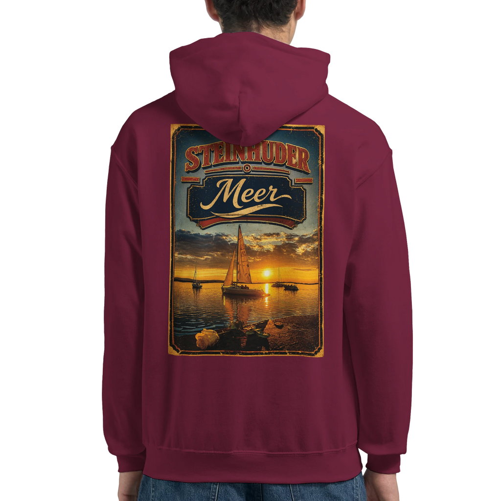 Hoodie in Aschgrau mit Motiv „White Night am Wilhelmstein im Sonnenuntergang“