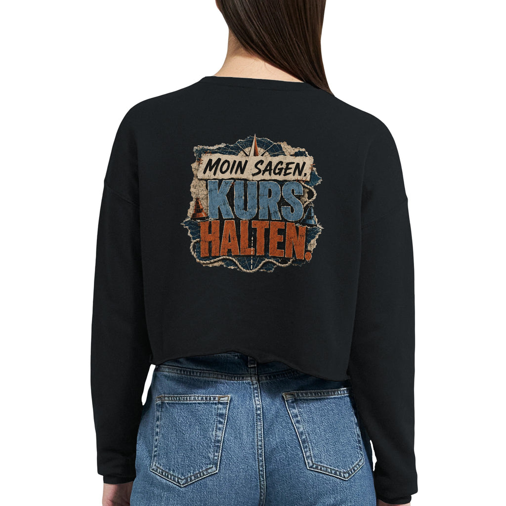 Damen-Pullover in Mauve mit Motiv „Moin sagen. Kurs halten.“