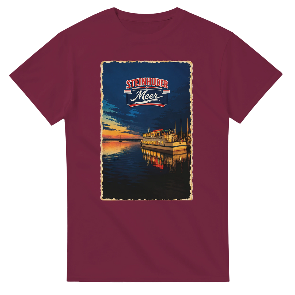 T-Shirt in Natur mit Motiv „MS Steinhude Abendstimmung“