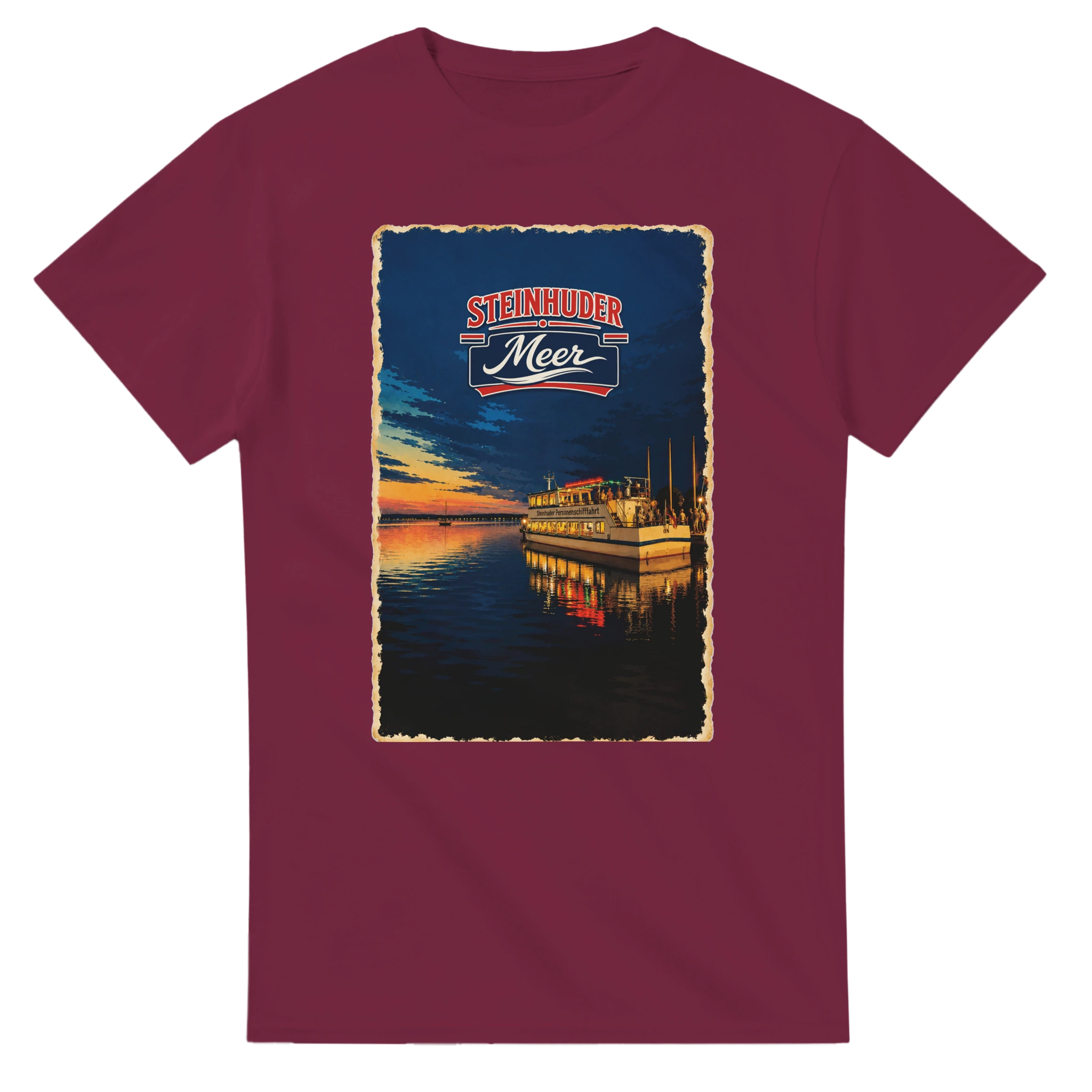T-Shirt in Natur mit Motiv „MS Steinhude Abendstimmung“