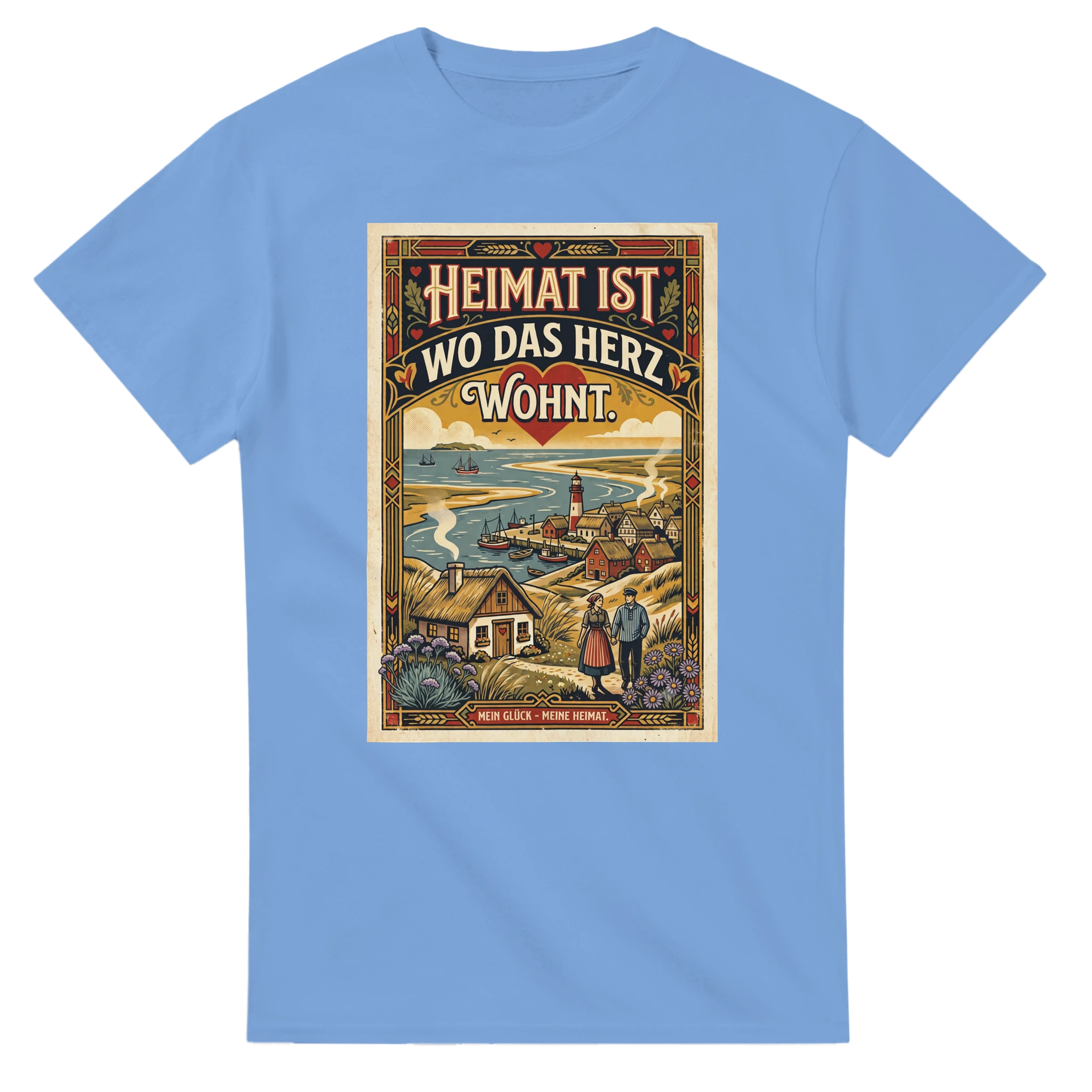 T-Shirt in Weiß mit Motiv „Heimat ist, wo das Herz wohnt“