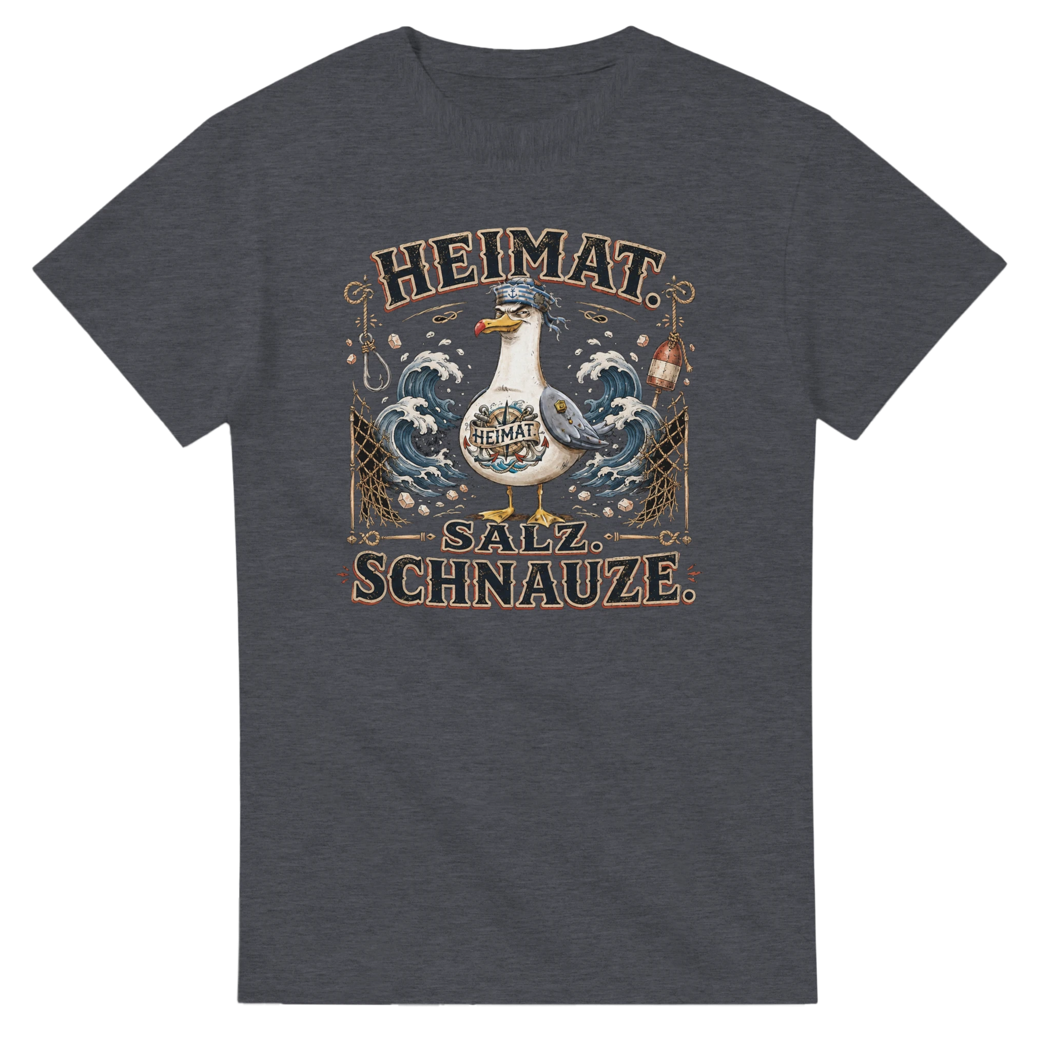 T-Shirt in Natur mit Motiv „Heimat Salz Schnauze Möwe“