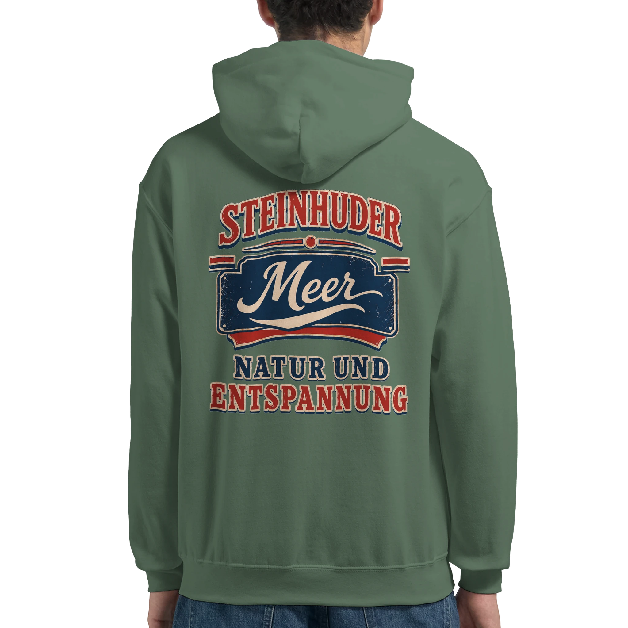 Hoodie in Weiß mit Motiv „Natur und Entspannung am Steinhuder Meer“