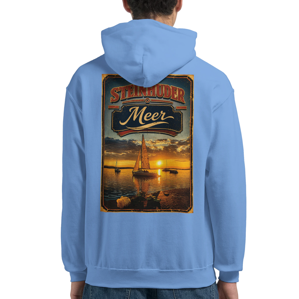 Hoodie in Aschgrau mit Motiv „White Night am Wilhelmstein im Sonnenuntergang“