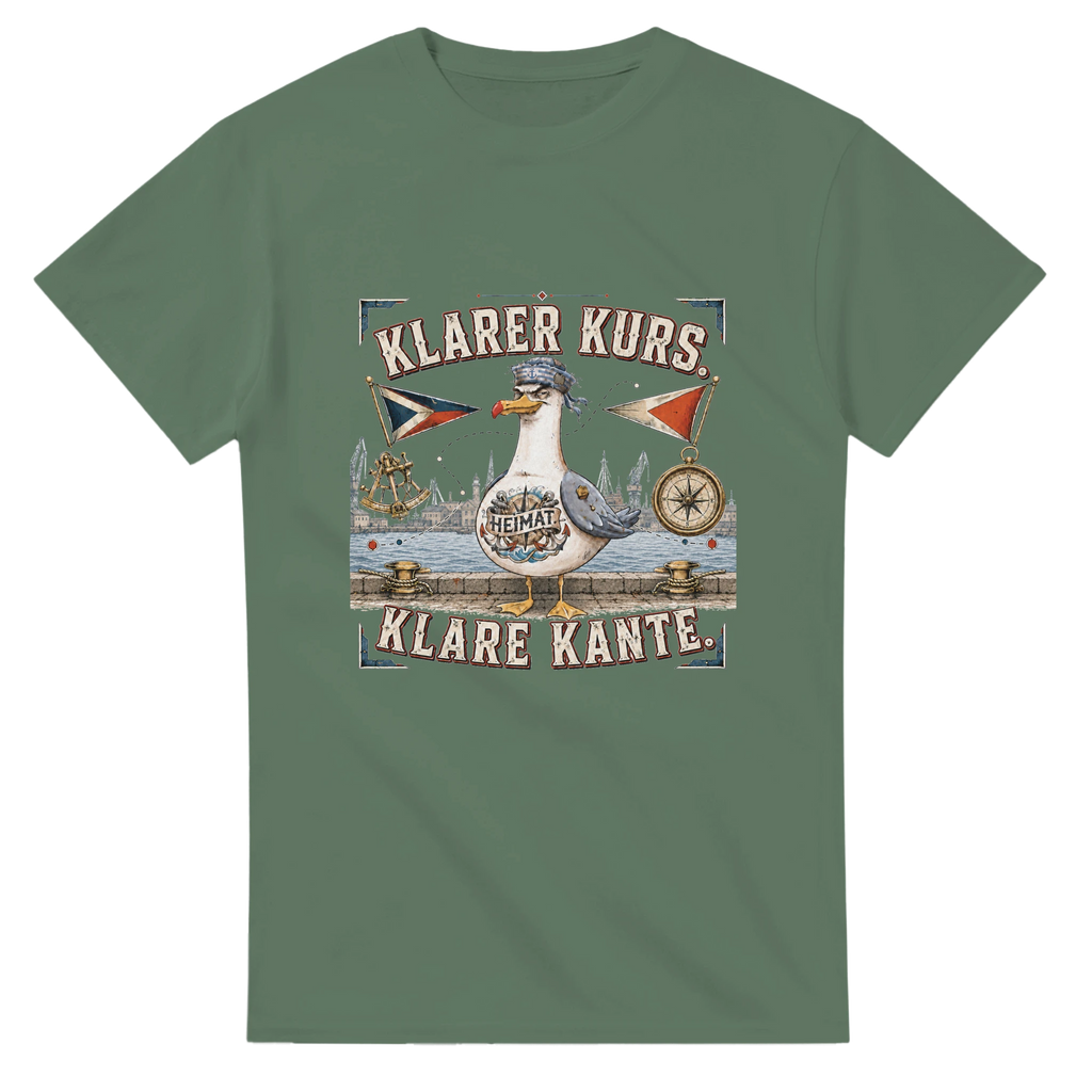 T-Shirt in Weiß mit Motiv „Klarer Kurs. Klare Kante. Möwe“
