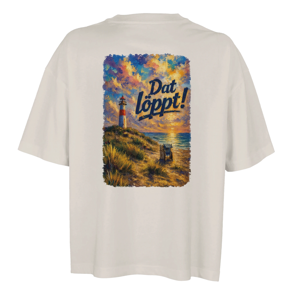 Übergroßes T-Shirt für Damen - Dat löppt! Typisch Norddeutsch in Weiß