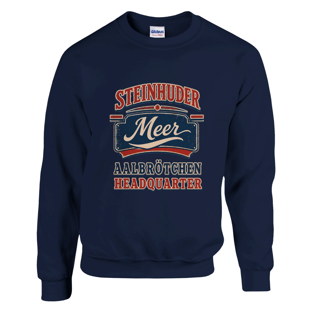Pullover in Aschgrau mit Motiv „Aalbrötchen“