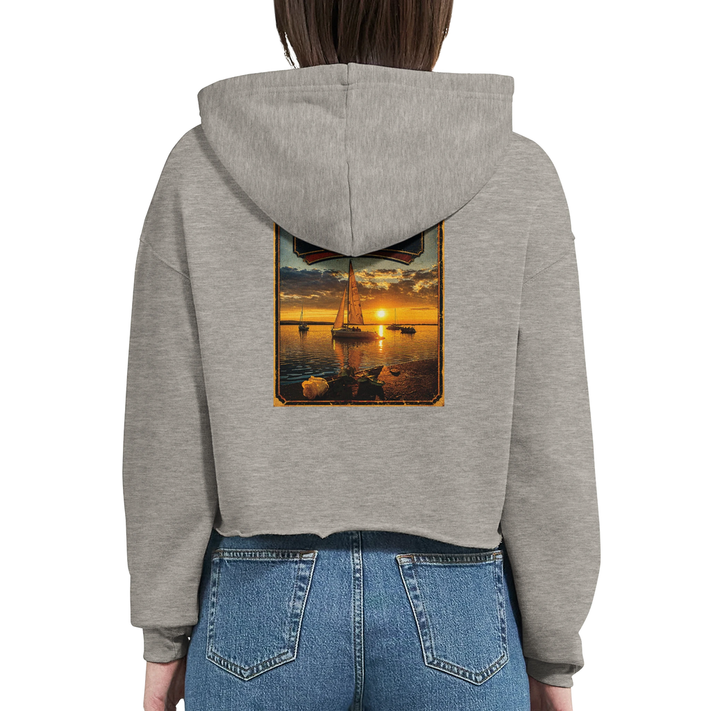 Damen-Hoodie in Pfirsich mit Motiv „White Night am Wilhelmstein mit Sonnenuntergang“
