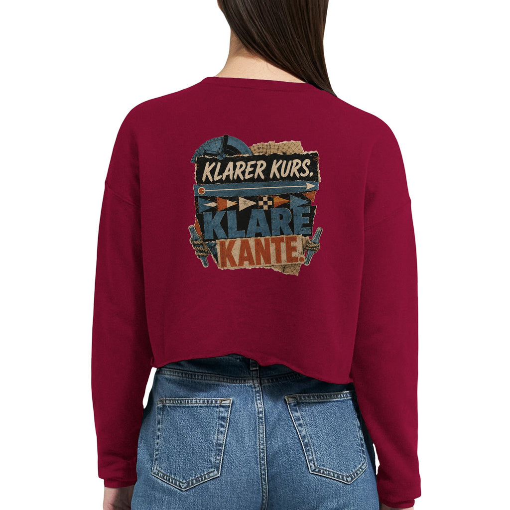 Damen-Pullover in Staubblau mit Motiv „Klarer Kurs. Klare Kante.“