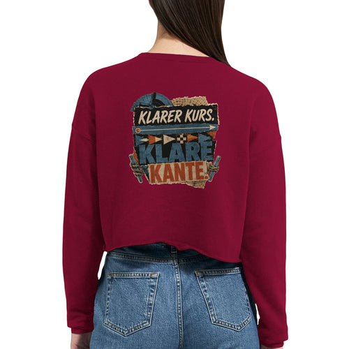 Damen-Pullover in Staubblau mit Motiv „Klarer Kurs. Klare Kante.“