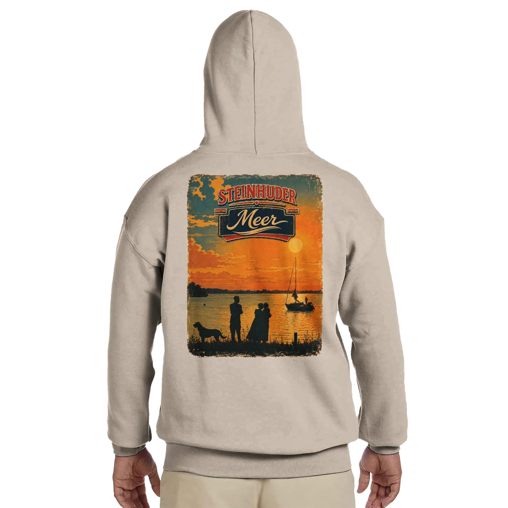 Hoodie in Aschgrau mit Motiv „Familie beim Sunset“