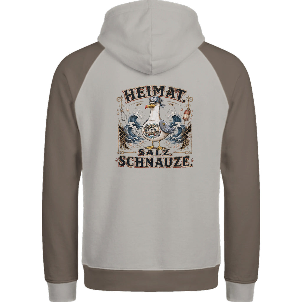 Hoodie in Ton mit Motiv „Heimat Salz Schnauze“