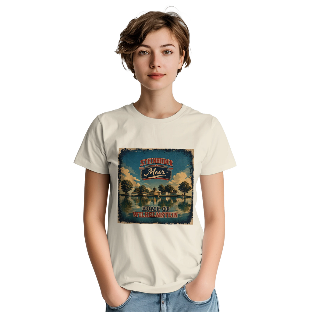 T-Shirt in Natur mit Motiv „Insel Wilhelmstein“