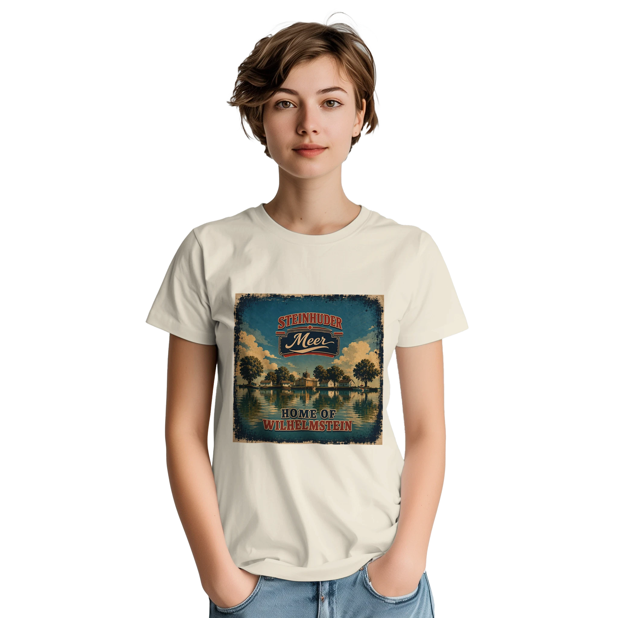 T-Shirt in Natur mit Motiv „Insel Wilhelmstein“