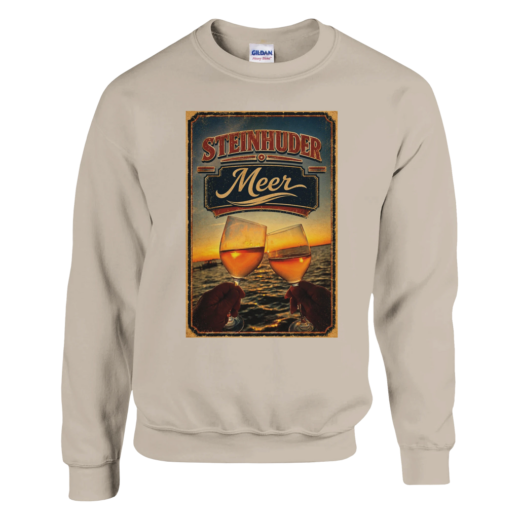 Pullover in Weiß mit Motiv „Stößchen bei Sunset“
