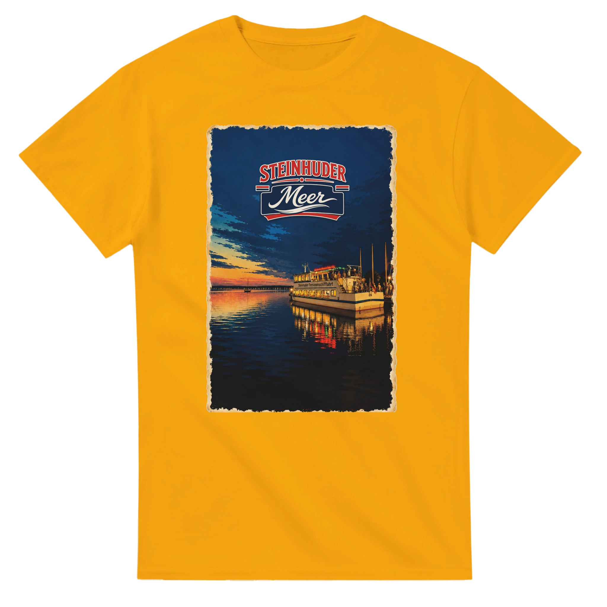 T-Shirt in Weiß mit Motiv „MS Steinhude Abendstimmung“