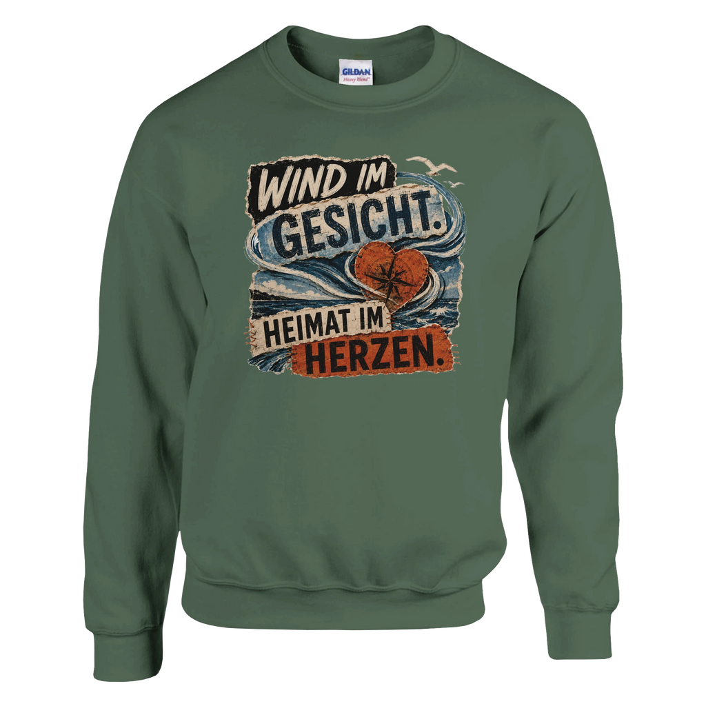 Pullover in Hellrosa mit Motiv „Wind im Gesicht. Heimat im Herzen.“
