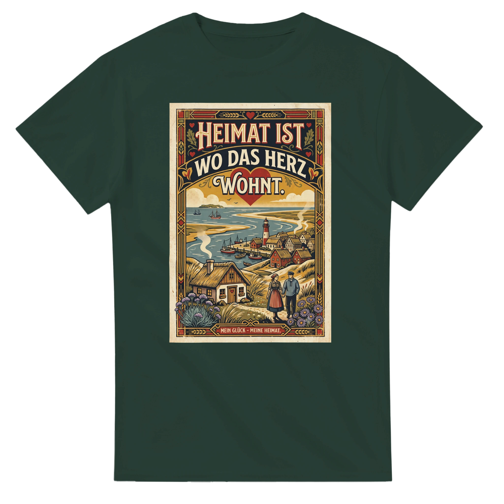 T-Shirt in Natur mit Motiv „Heimat ist, wo das Herz wohnt“