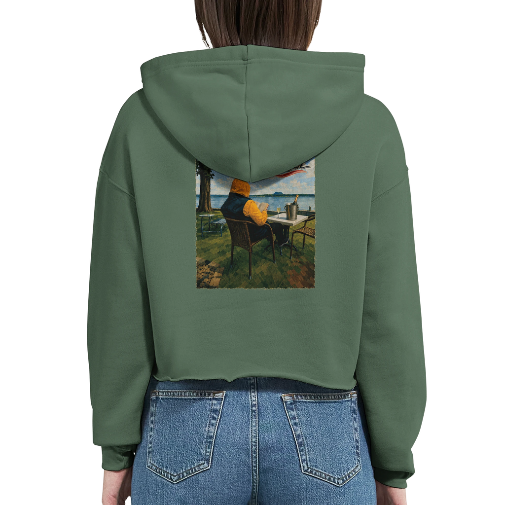Damen-Hoodie in Weiß mit Motiv „Relax und Champagner“
