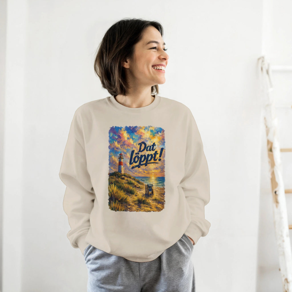 Pullover in Hellrosa mit Motiv „Dat Löppt! Typisch Norddeutsch“