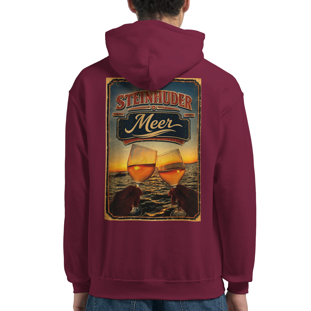 Hoodie in Weiß mit Motiv „Stößchen bei Sunset“