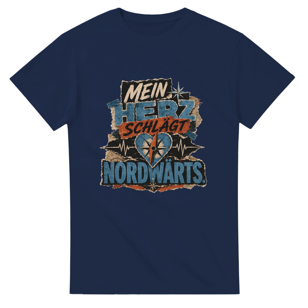T-Shirt in Weiß mit Motiv „Mein Herz schlägt NORDWÄRTS.“