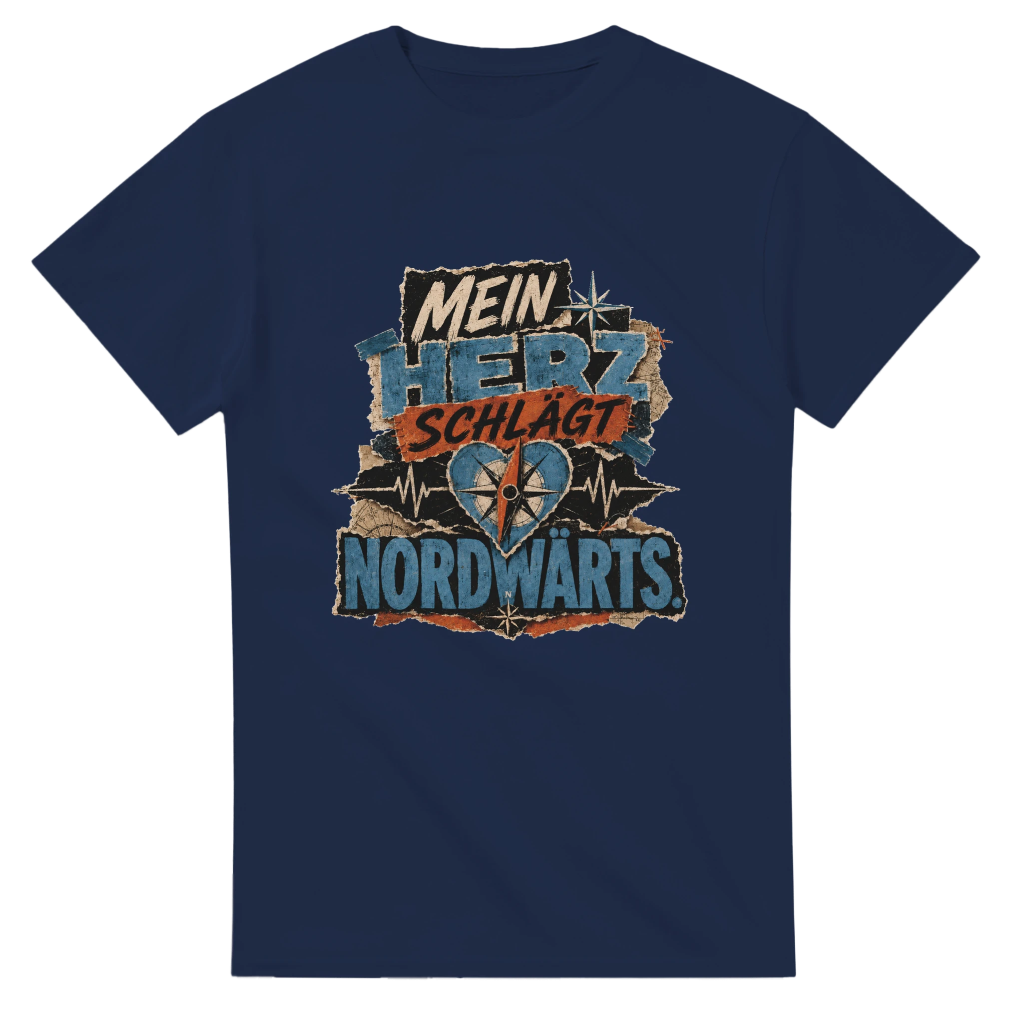 T-Shirt in Weiß mit Motiv „Mein Herz schlägt NORDWÄRTS.“
