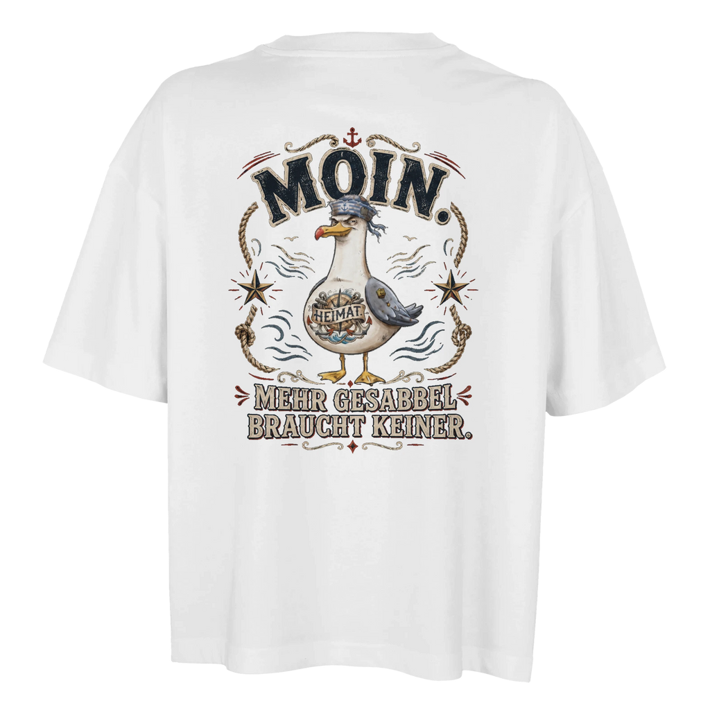 Damen-T-Shirt in Weiß mit Motiv „Mehr Gesabbel braucht keiner“