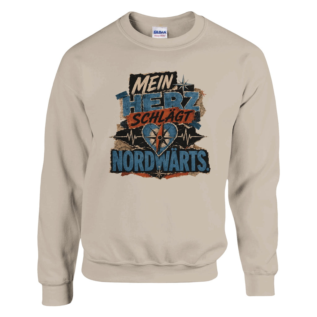 Pullover in Weiß mit Motiv „Mein Herz schlägt NORDWÄRTS.“