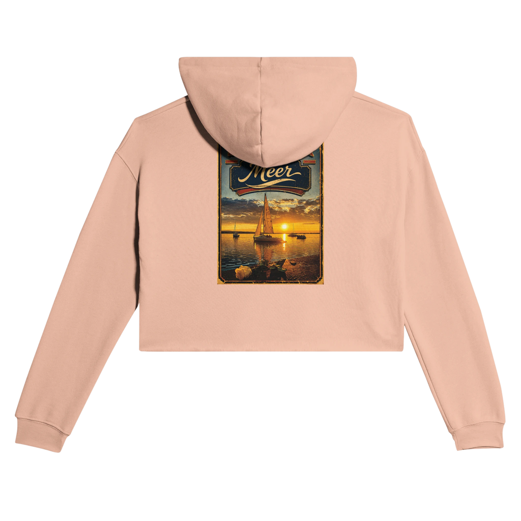 Damen-Hoodie in Pfirsich mit Motiv „White Night am Wilhelmstein mit Sonnenuntergang“