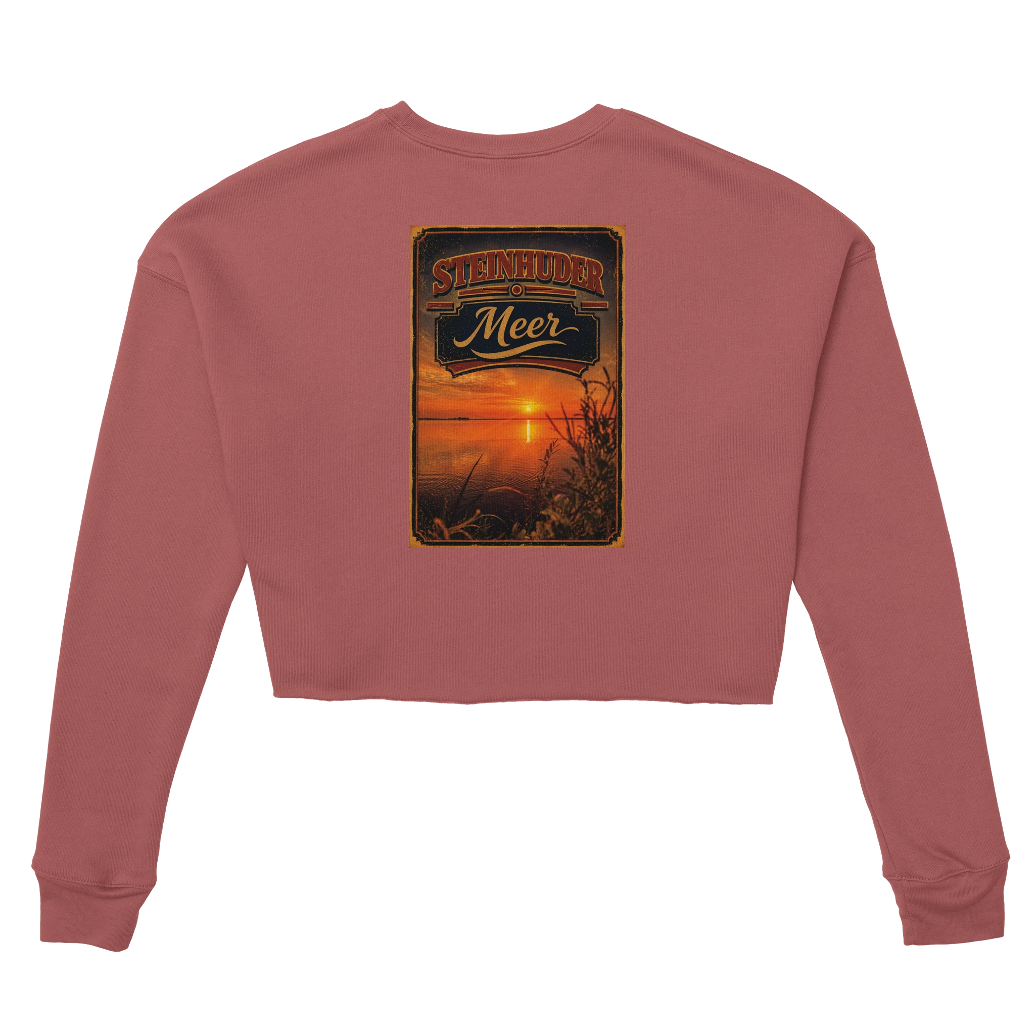Damen-Pullover in Mauve mit Motiv „Sunset am Steinhuder Meer“