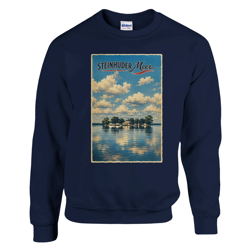 Pullover in Aschgrau mit Motiv „Wilhelmstein im Steinhuder Meer“