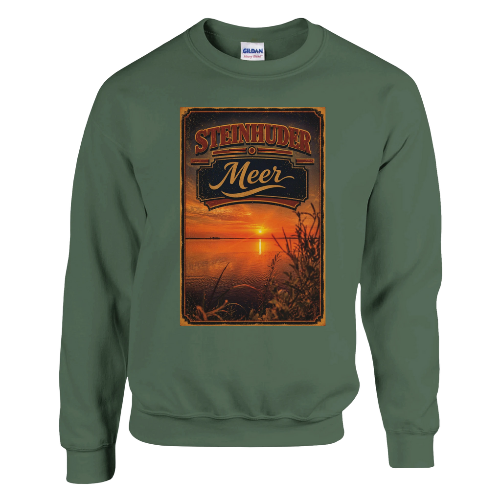 Pullover in Weiß mit Motiv „Sunset am Steinhuder Meer“