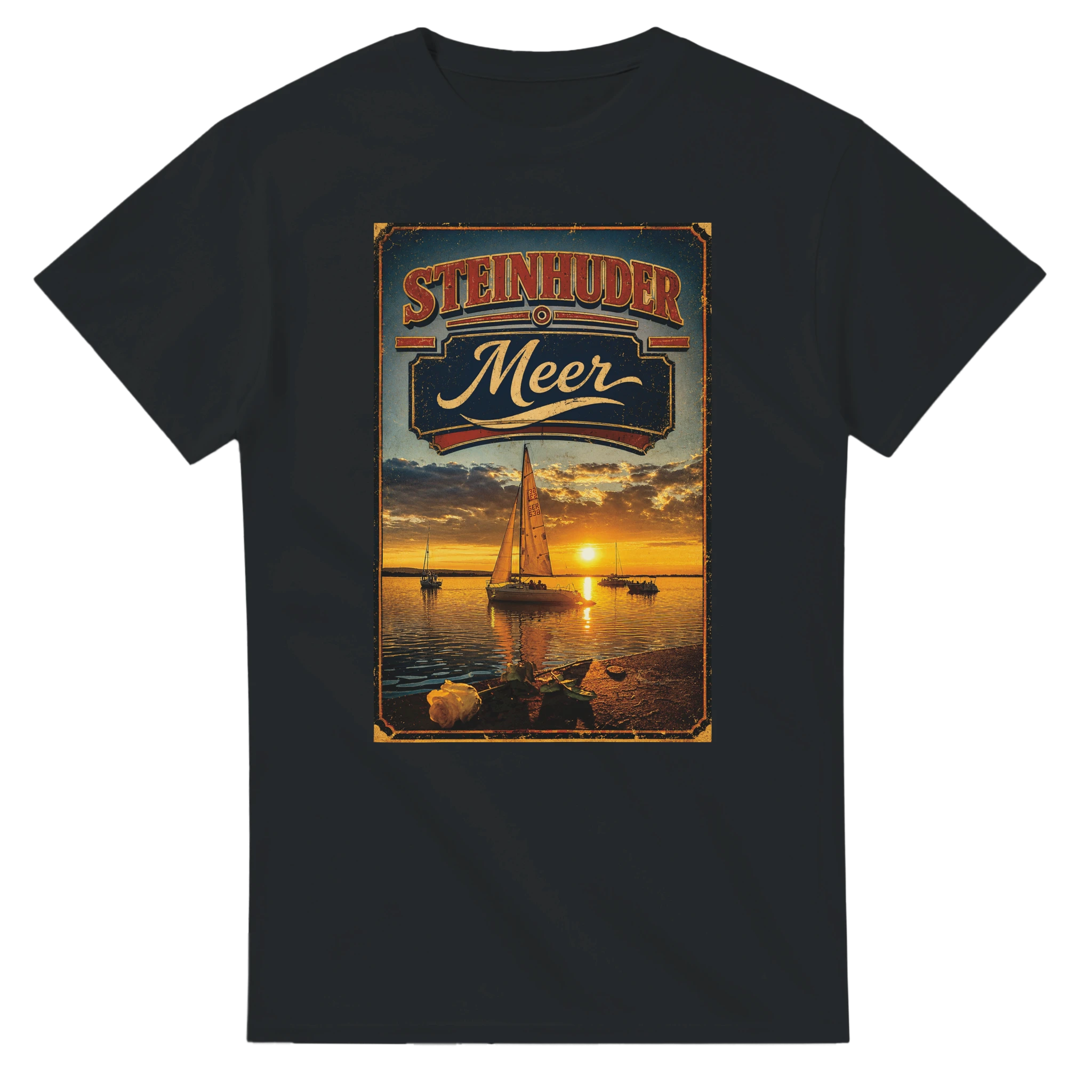 T-Shirt in Weiß mit Motiv „White Night am Wilhelmstein mit Sonnenuntergang“