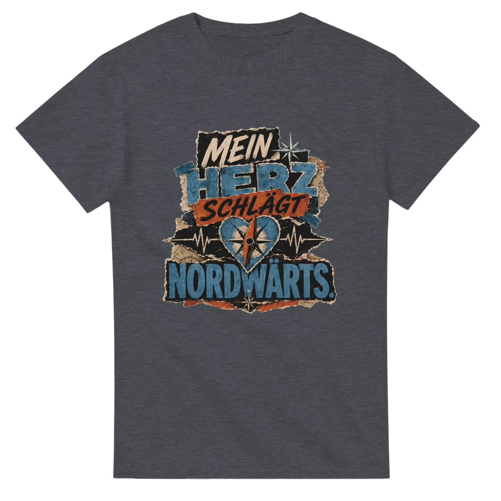 T-Shirt in Natur mit Motiv „Mein Herz schlägt NORDWÄRTS.“