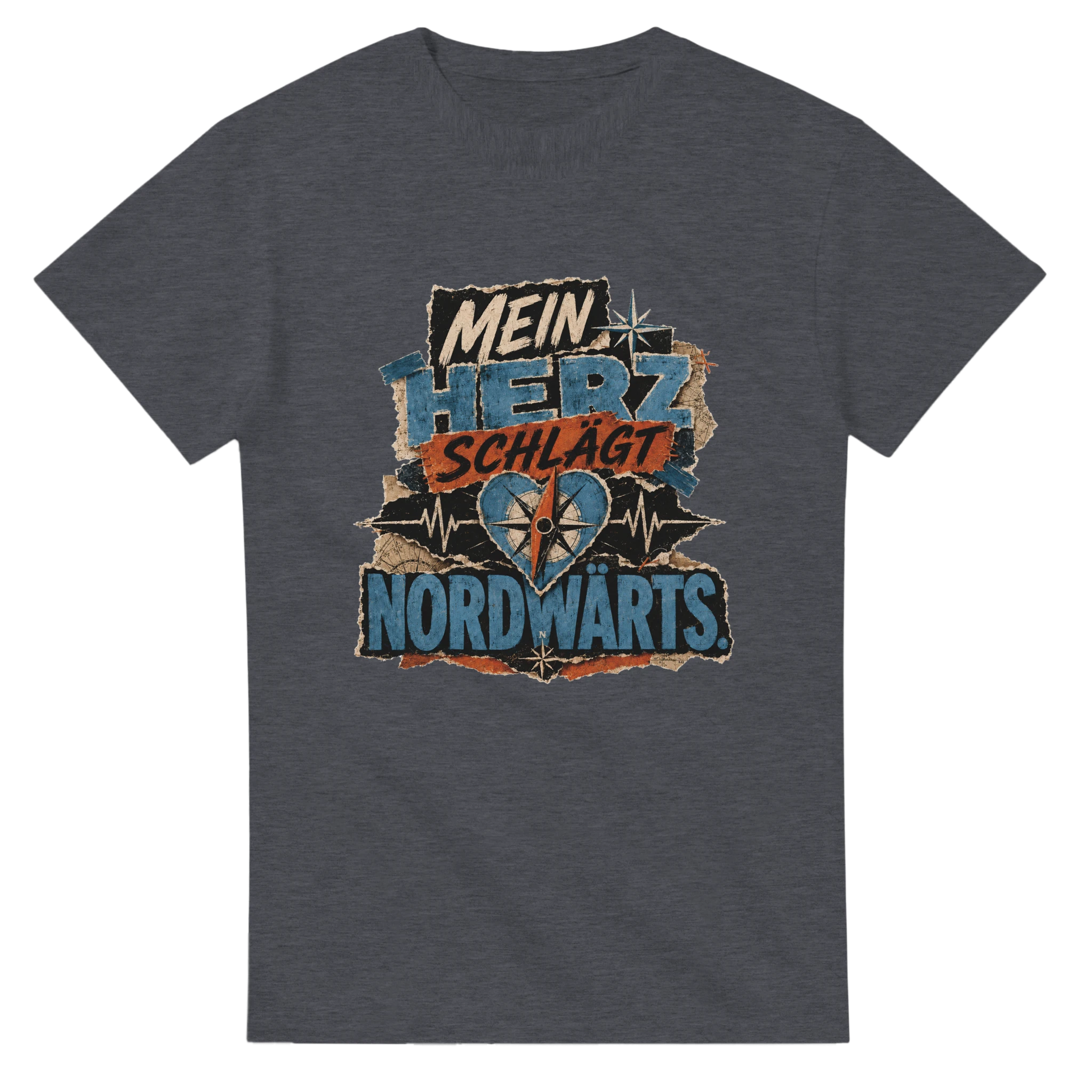 T-Shirt in Natur mit Motiv „Mein Herz schlägt NORDWÄRTS.“